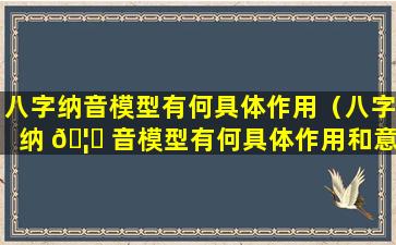 八字纳音模型有何具体作用（八字纳 🦄 音模型有何具体作用和意义）